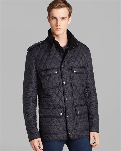 burberry brit black mens quilted with leather trim coat jacket|quilted burberry jacket outlet store.